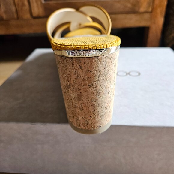 JIMMY CHOO Yellow Leather Cork Wedge Sandal [In Box] - Picture 3 of 11